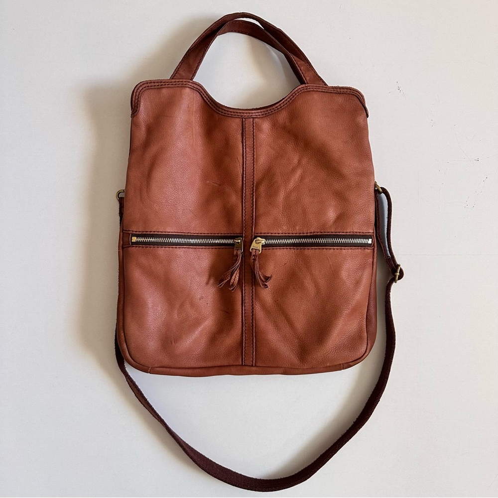 Fossil Erin Fold Over XL Hobo Bag Brown